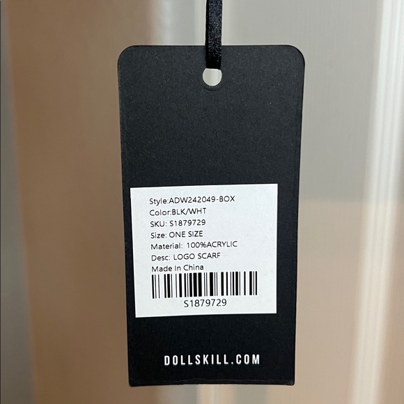 Dolls Kill DIATONIC KNIT SCARF Black and White Logo Scarf One Size NEW - Picture 5 of 5